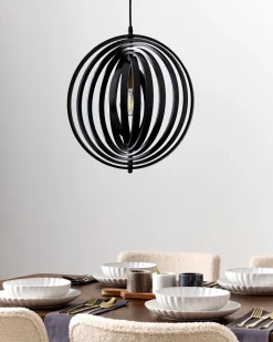 New Lampa wisząca MURRELL Drewno topolowe Czarny Wszystkie Lampy|Lampy Wiszące