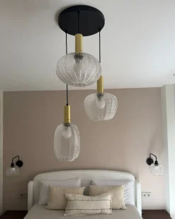 New Lampa wisząca NJORO Szkło Przezroczysty Wszystkie Lampy|Lampy Wiszące