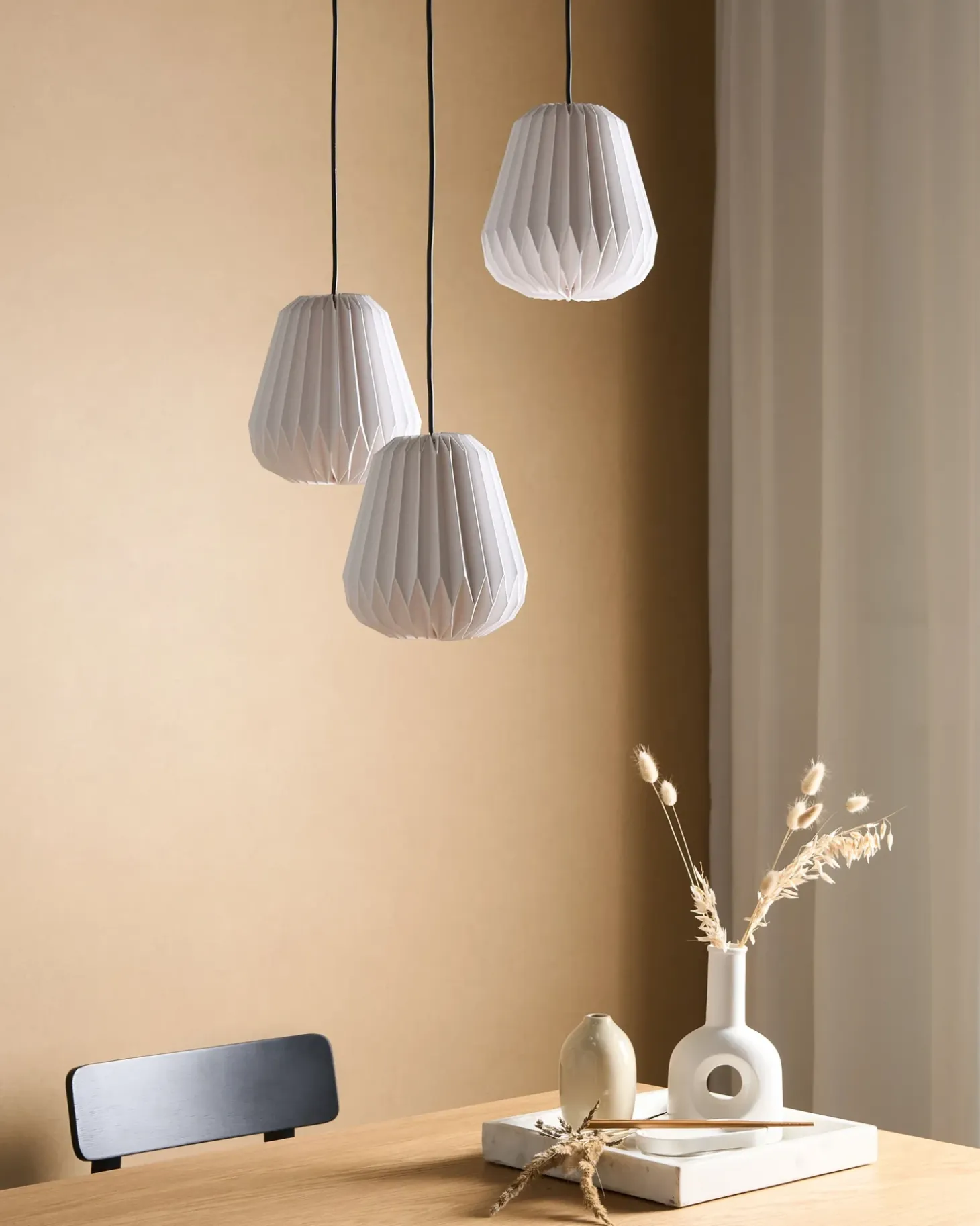 Online Lampa wisząca 3-punktowa HONDE Papier Biały Wszystkie Lampy|Lampy Wiszące