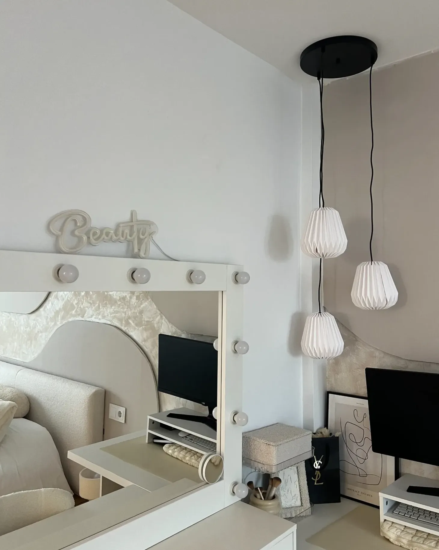Online Lampa wisząca 3-punktowa HONDE Papier Biały Wszystkie Lampy|Lampy Wiszące