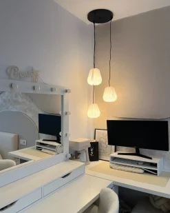 Online Lampa wisząca 3-punktowa HONDE Papier Biały Wszystkie Lampy|Lampy Wiszące