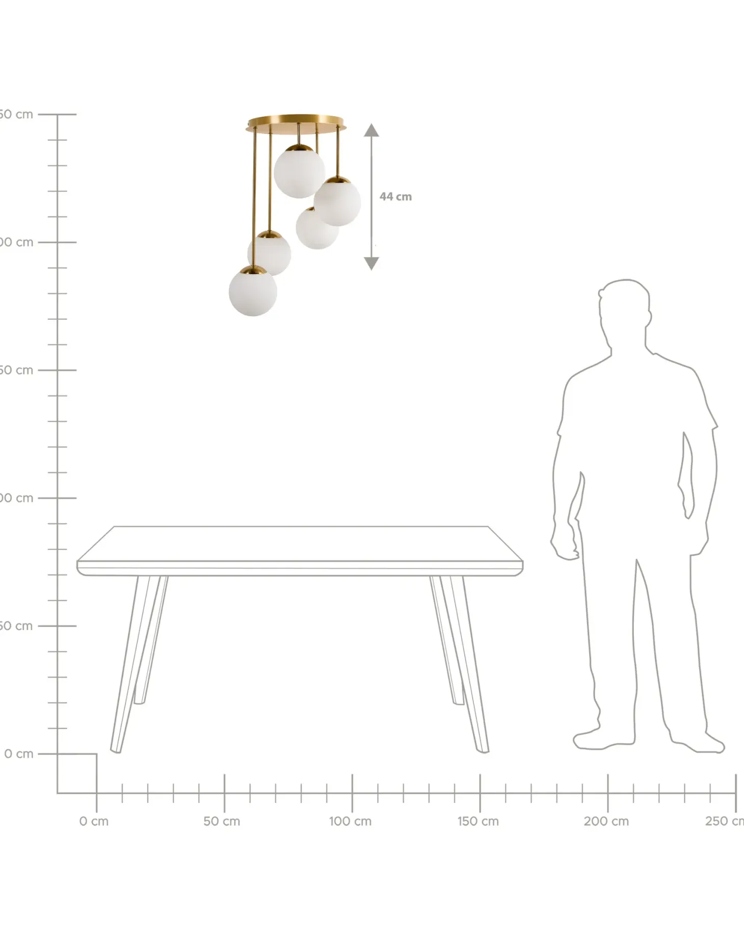 Lampa wisząca 5-punktowa RIANA Metal Mosiężny