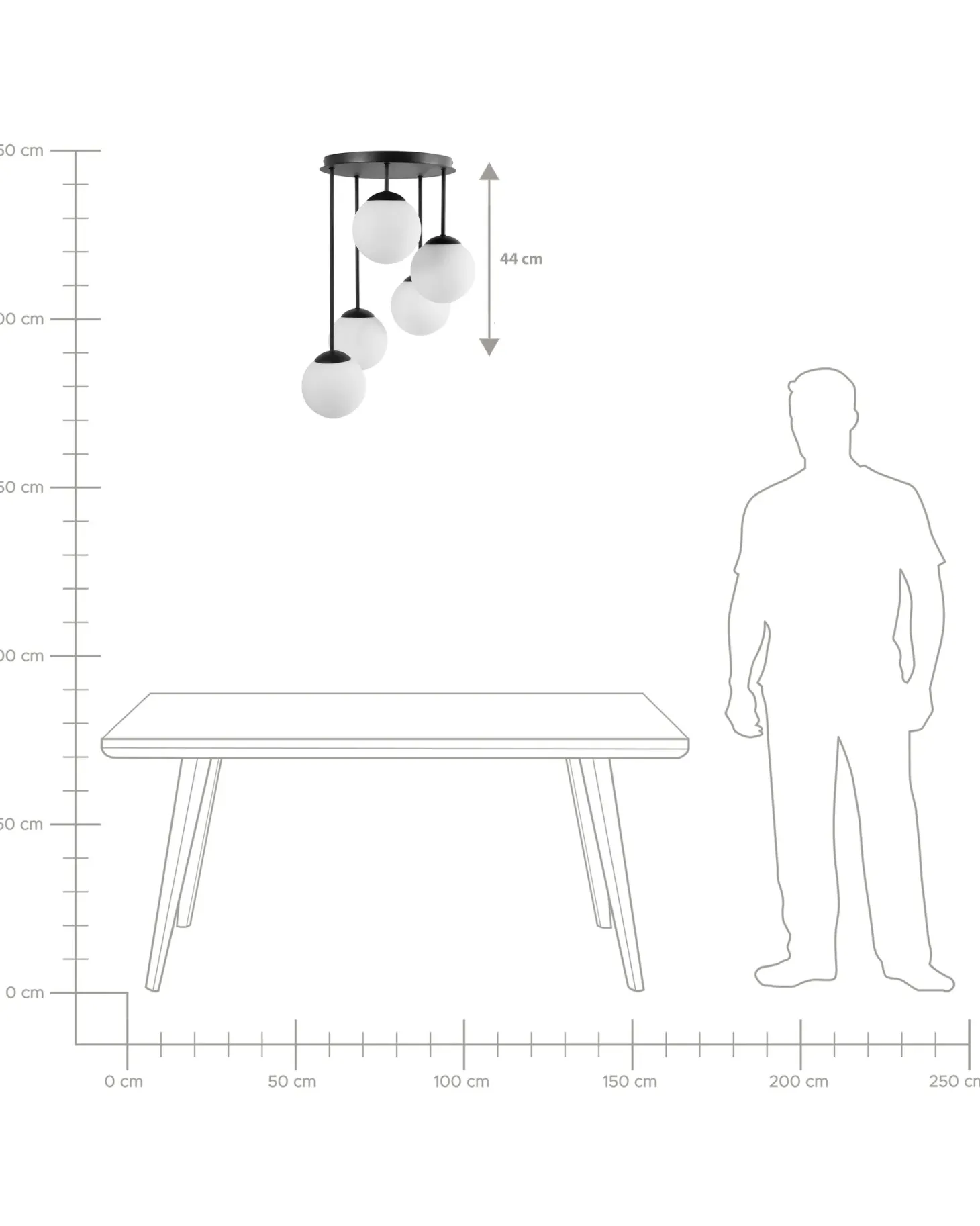 Lampa wisząca 5-punktowa RIANA Szkło Czarny
