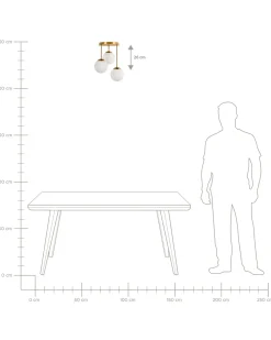 Lampa wisząca 3-punktowa RIANA Szkło Metal Mosiężny