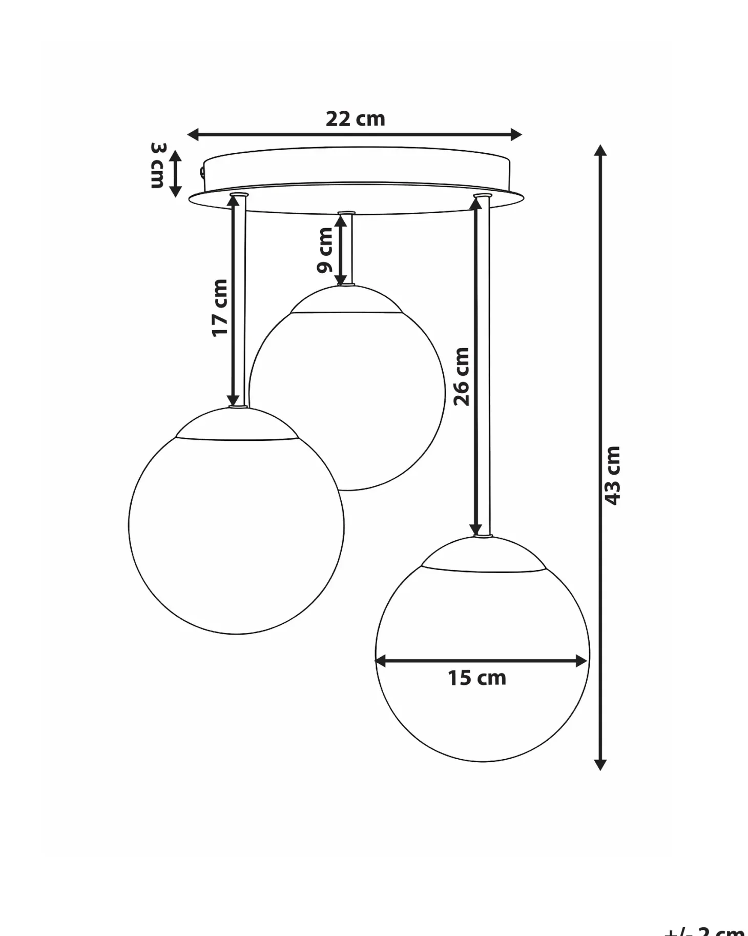 Lampa wisząca 3-punktowa RIANA Szkło Metal Mosiężny