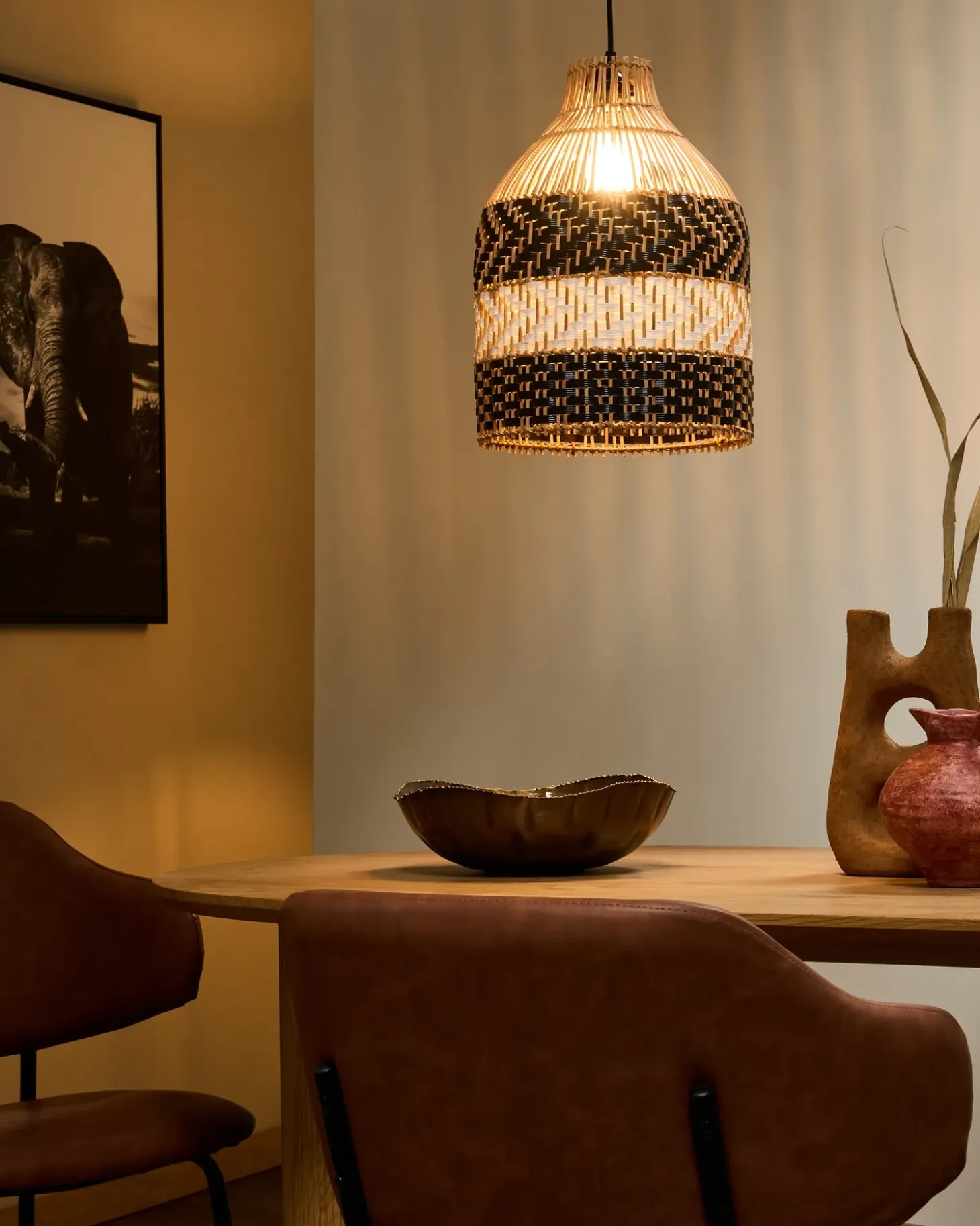 Hot Lampa wisząca TURABO Rattan Czarny/ biały Wszystkie Lampy|Lampy Wiszące