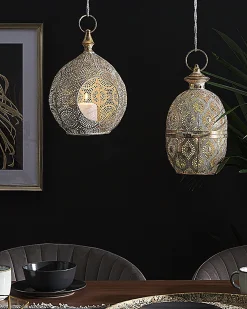Lampion AMORGOS Metal 34 cm Złoty
