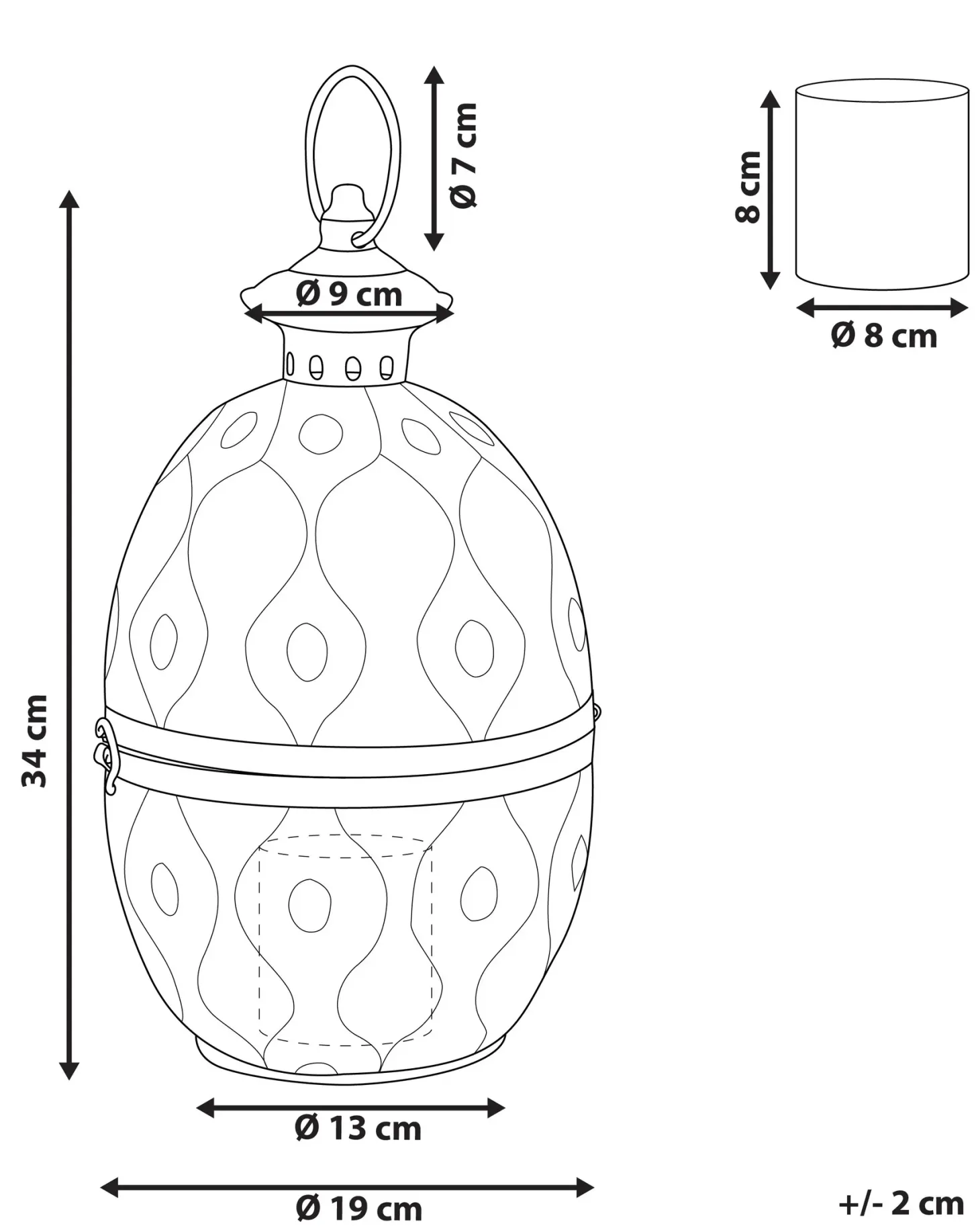 Lampion AMORGOS Metal 34 cm Złoty