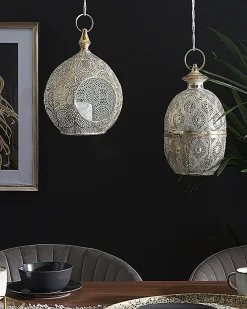 Lampion AMORGOS Metal 34 cm Złoty