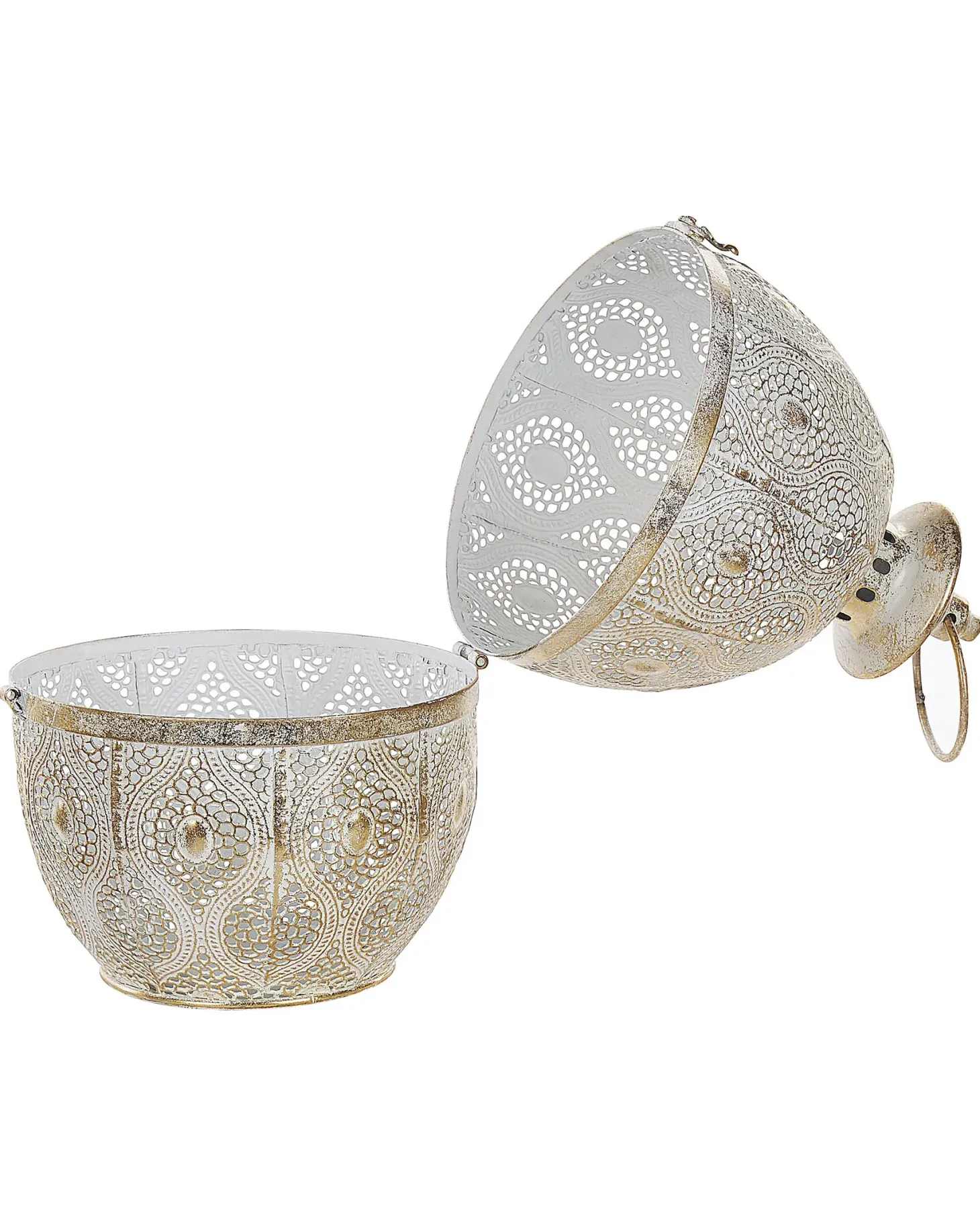 Lampion AMORGOS Metal 34 cm Złoty