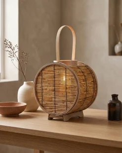 Lampion BISTAL Rattan 30 cm Naturalny