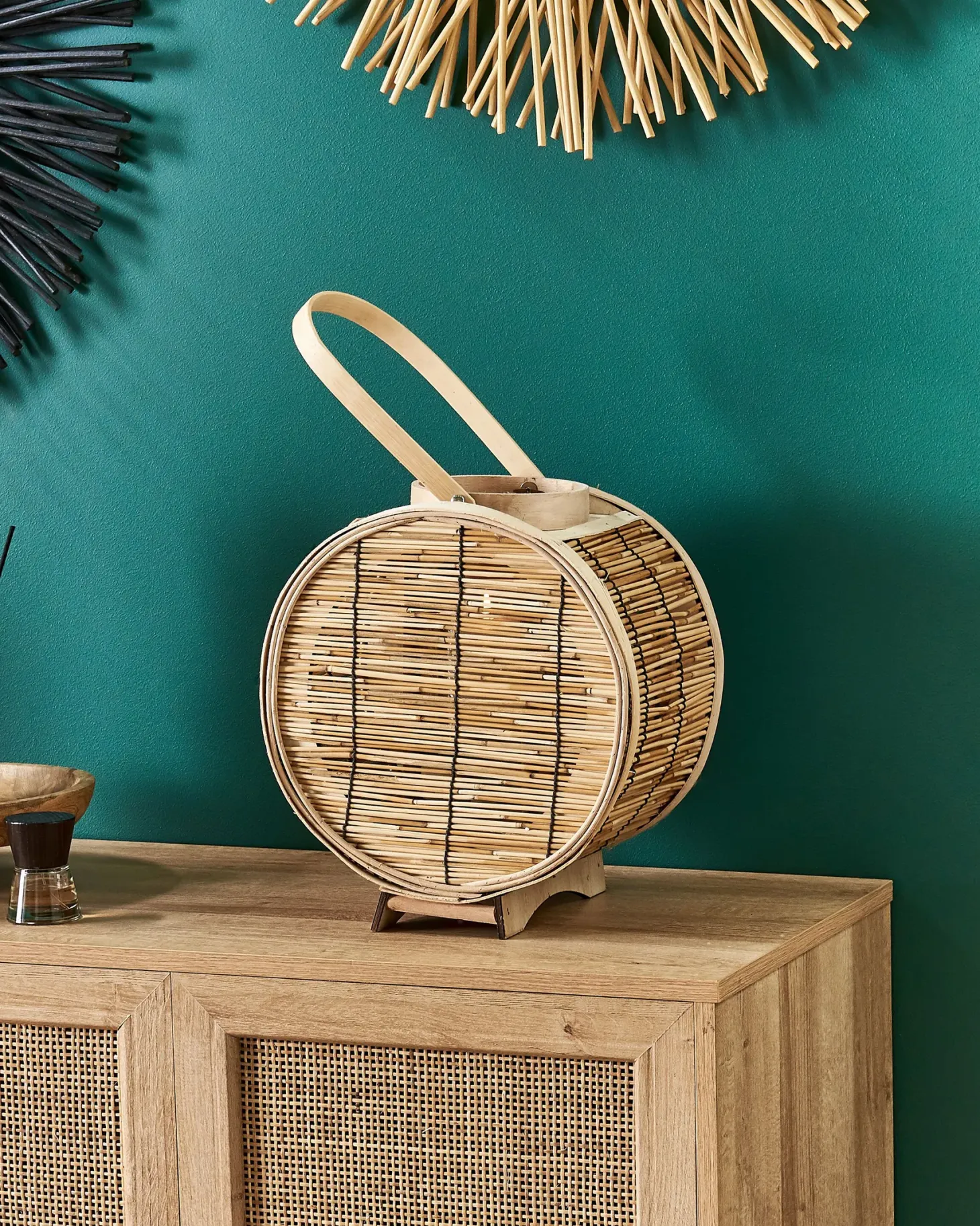 Lampion BISTAL Rattan 30 cm Naturalny