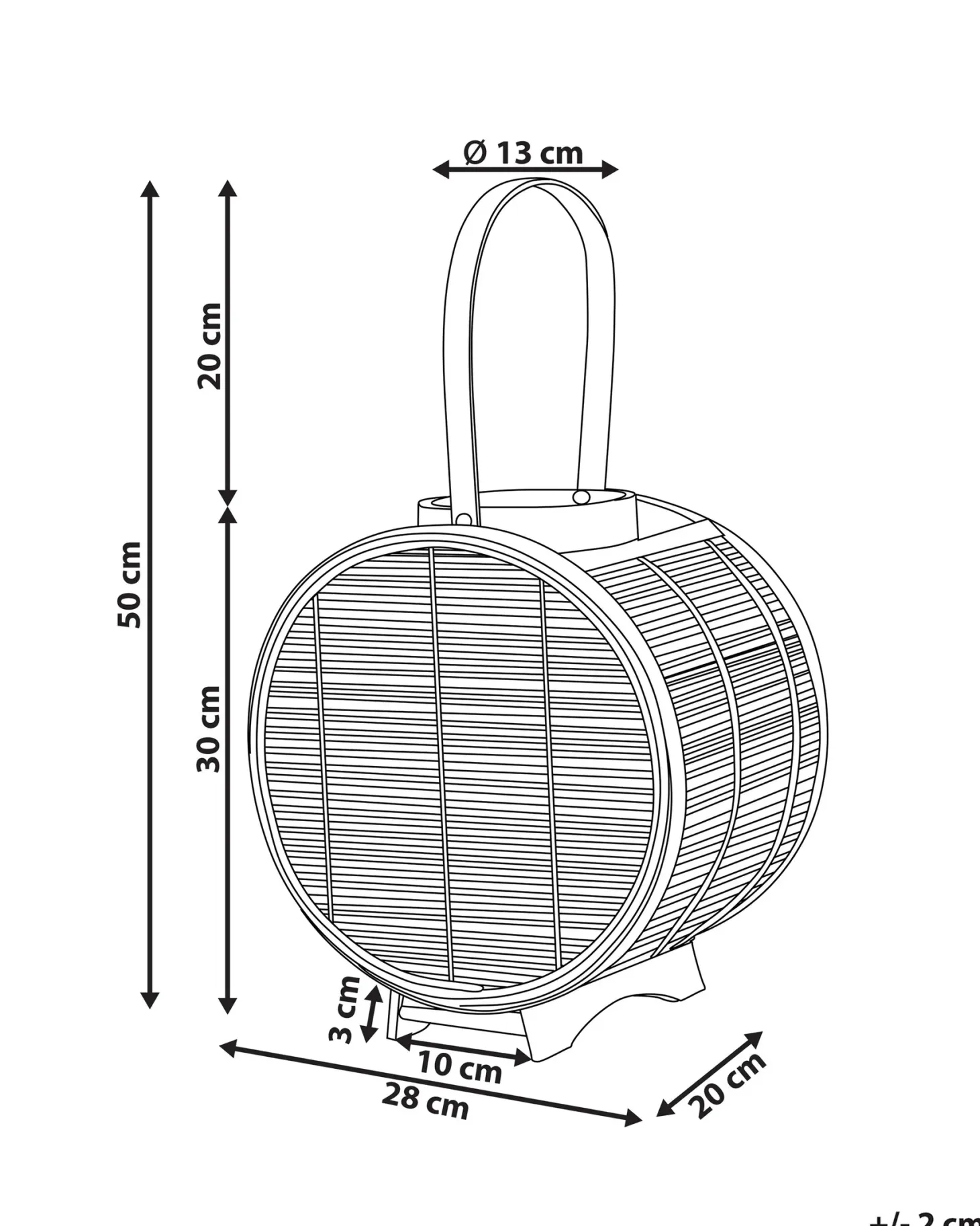 Lampion BISTAL Rattan 30 cm Naturalny