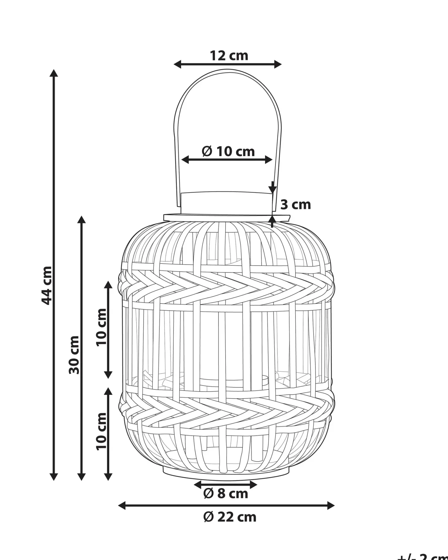 Lampion BORACAY Bambus 30 cm Czarny