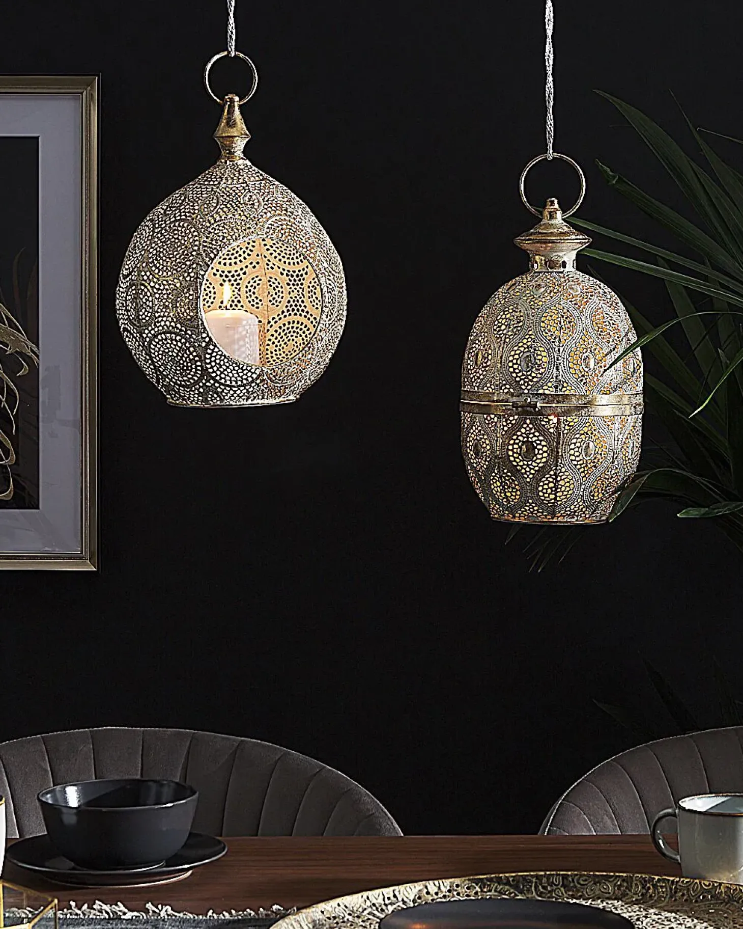 Lampion LAESO Metal 33 cm Złoty