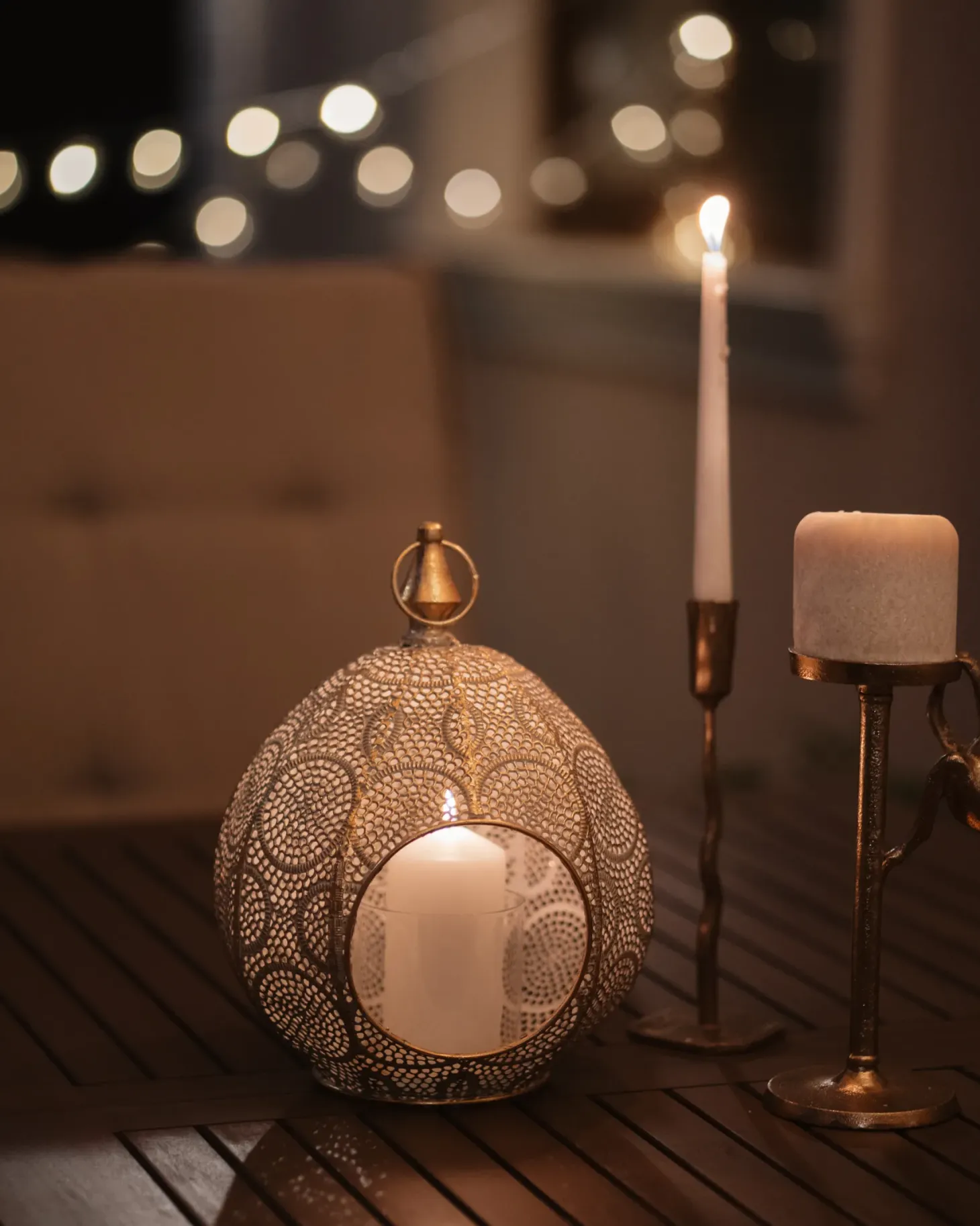 Lampion LAESO Metal 33 cm Złoty