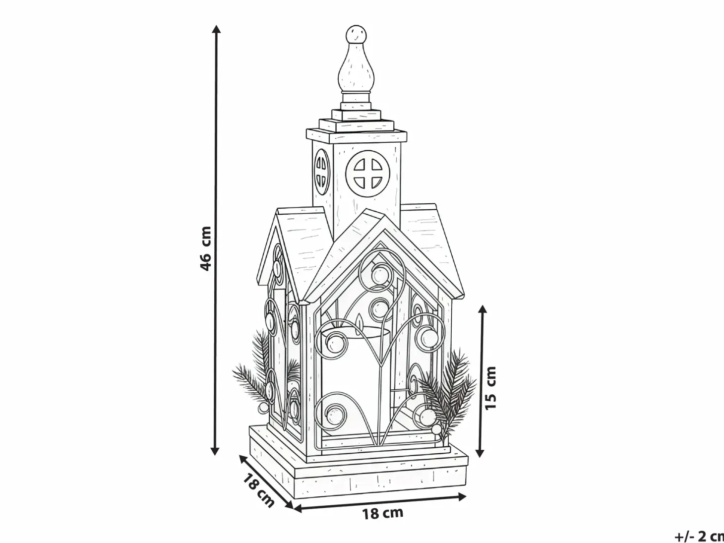 Lampion LED SYVANSI Wzór świąteczny 46 cm Jasnobrązowy