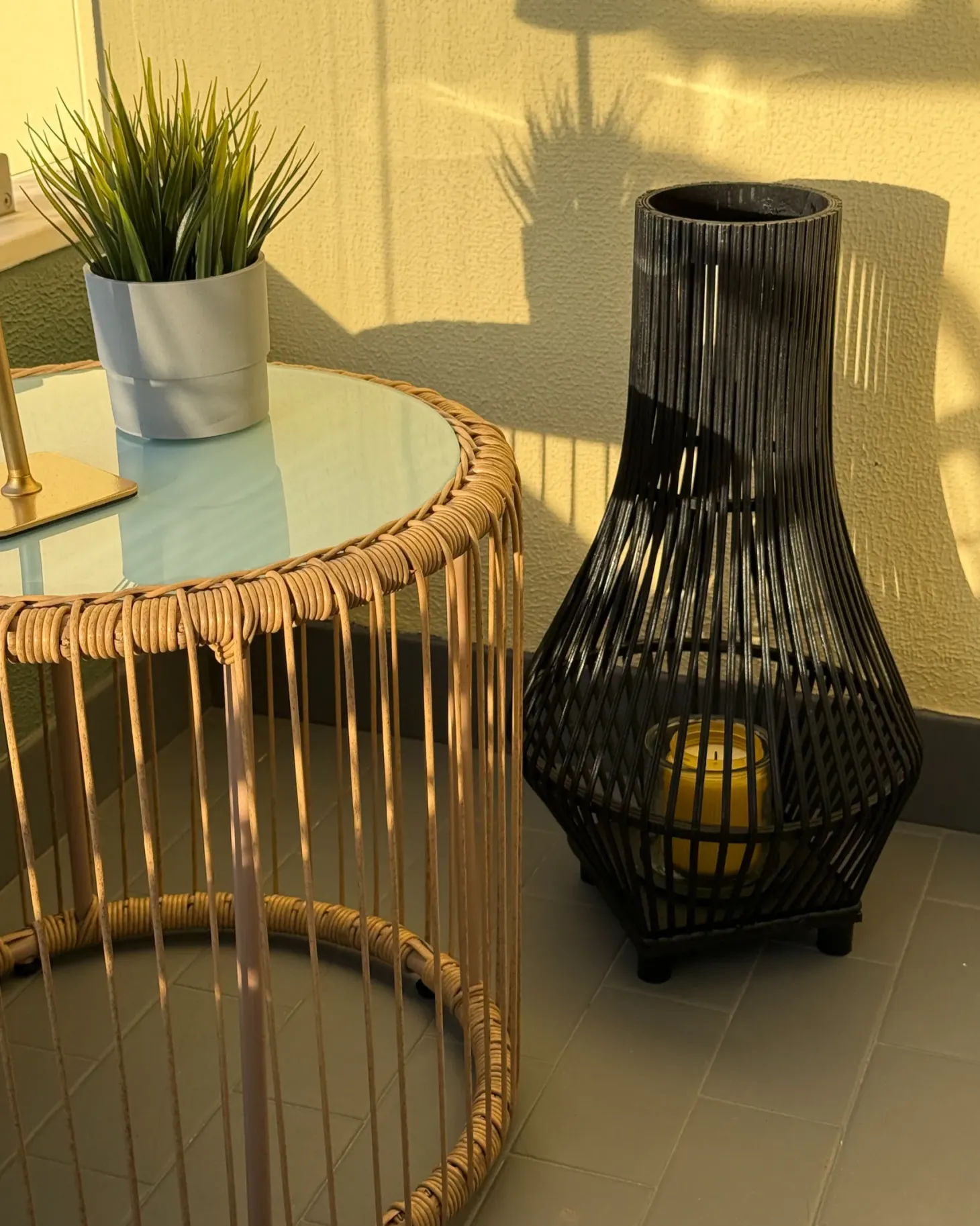 Lampion LEYTE Bambus 58 cm Czarny