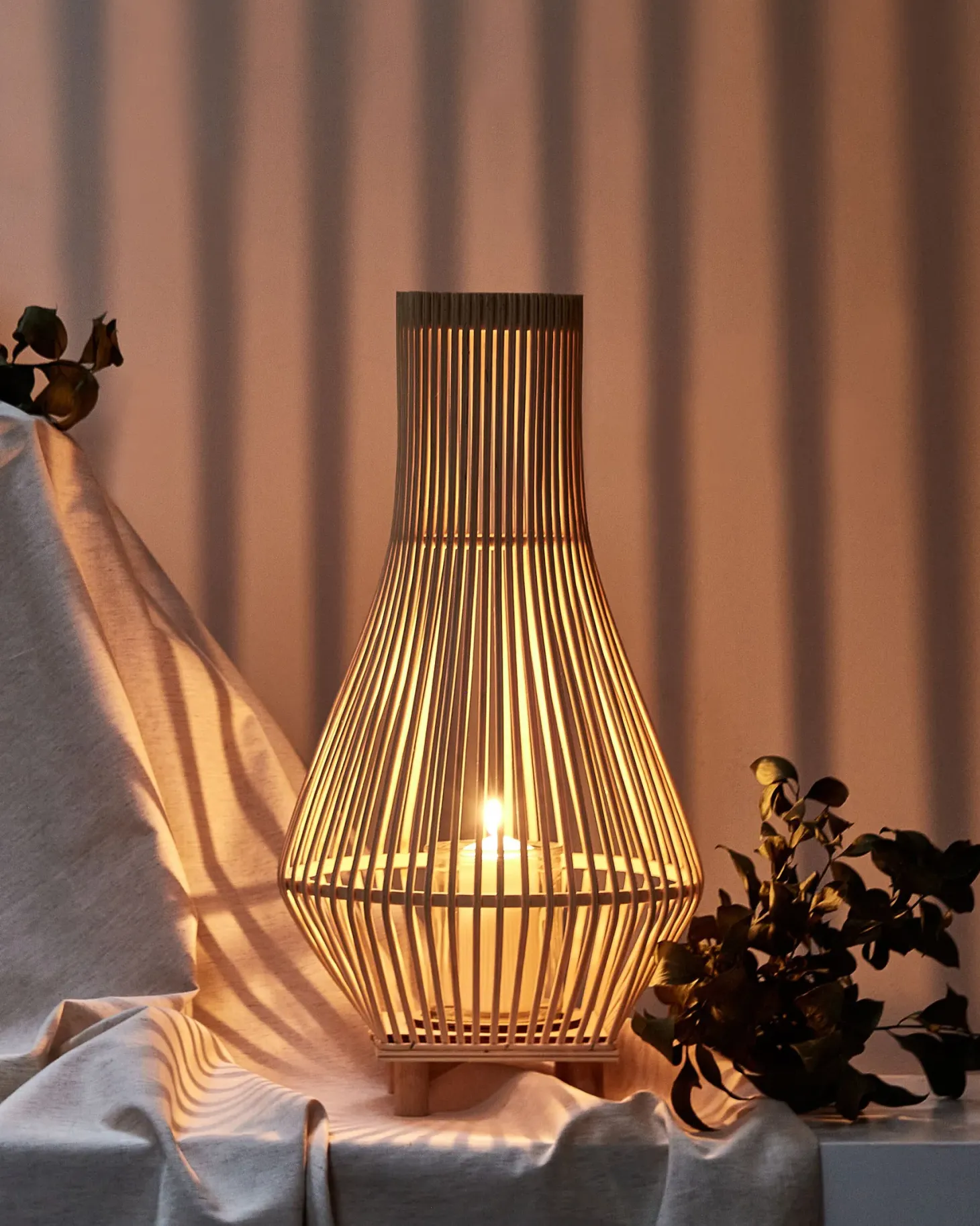 Lampion LEYTE Wierzba 58 cm Jasnobrązowy