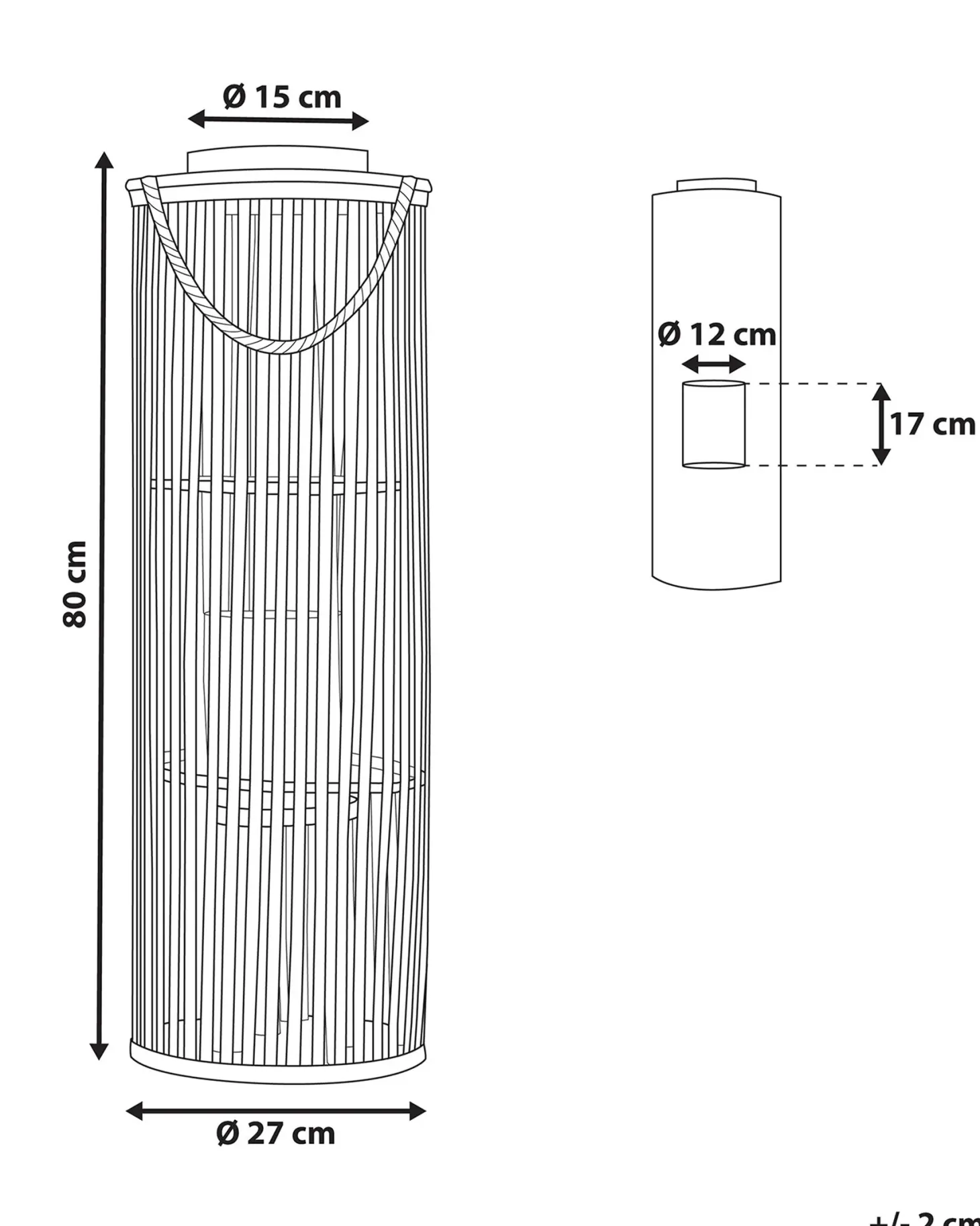 Lampion LUZON Wierzba 80 cm Czarny