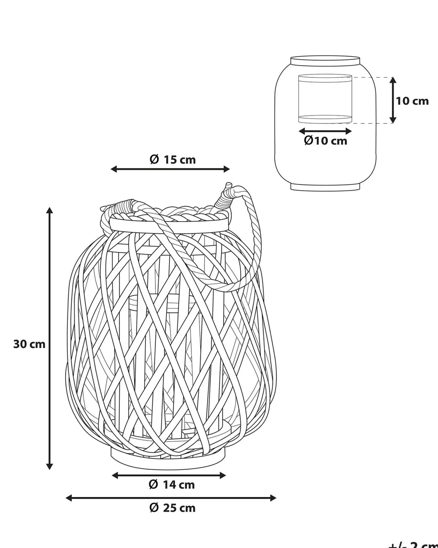 Lampion MAURITIUS Wierzba 30 cm Czarny
