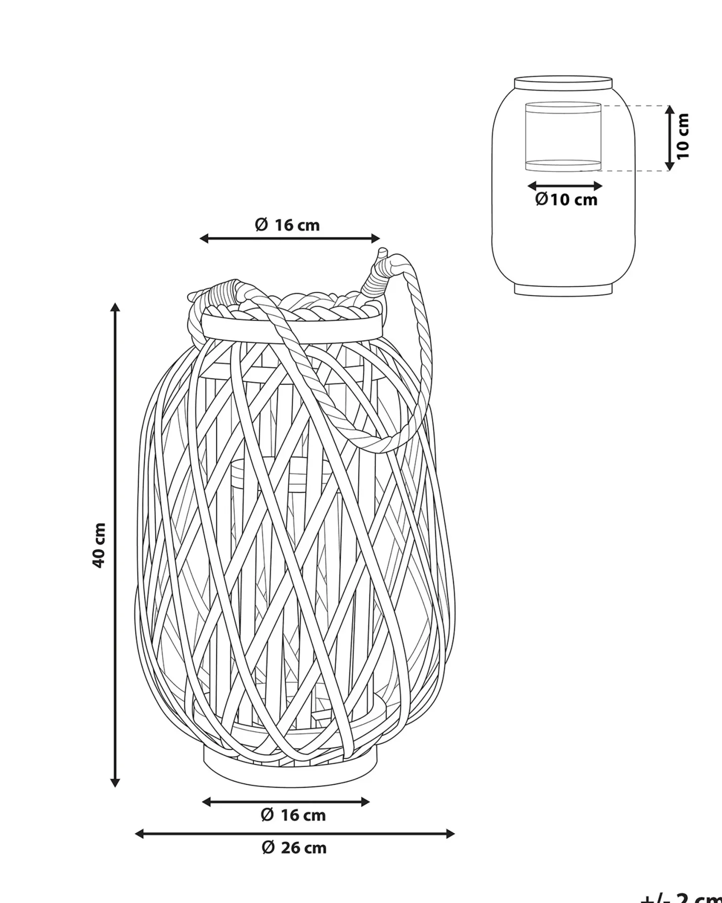 Lampion MAURITIUS Wierzba 40 cm Naturalny