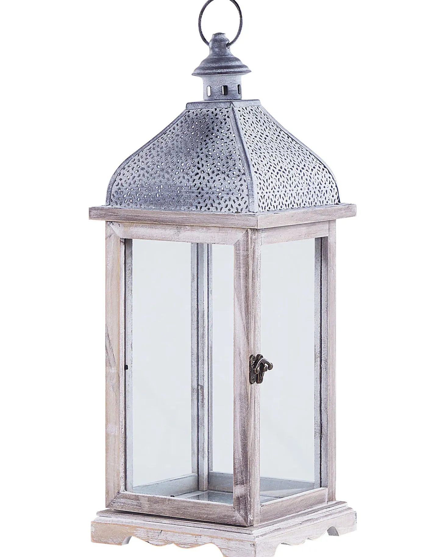 Lampion SAMAR Drewno sosnowe 47 cm Biały