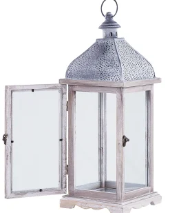 Lampion SAMAR Drewno sosnowe 47 cm Biały