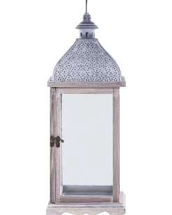 Lampion SAMAR Drewno sosnowe 47 cm Biały