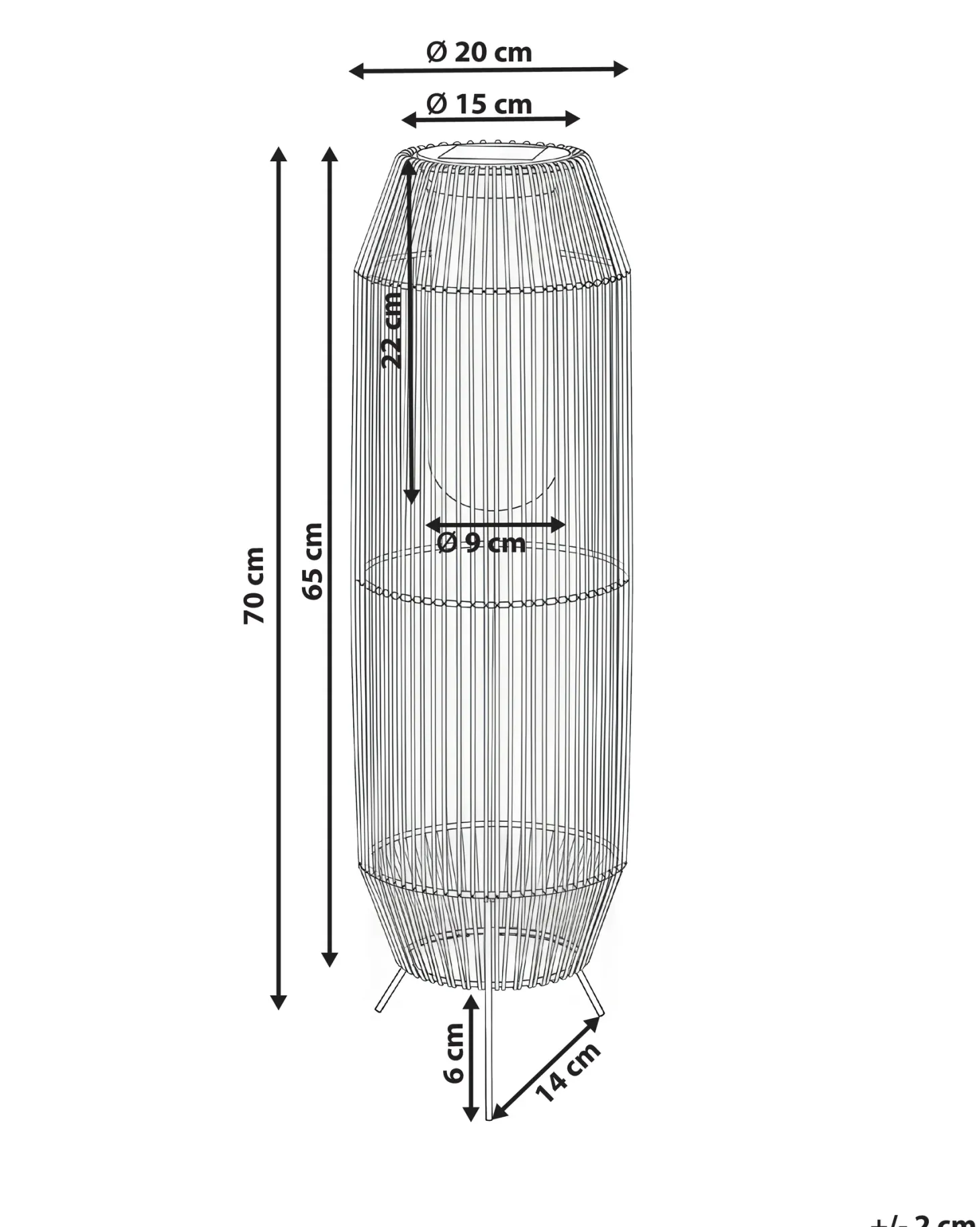 Lampion solarny DONGWE 70 cm Czarny