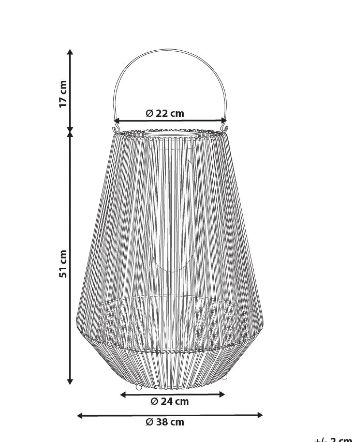 Lampion solarny LUSWISHI 68 cm Naturalny