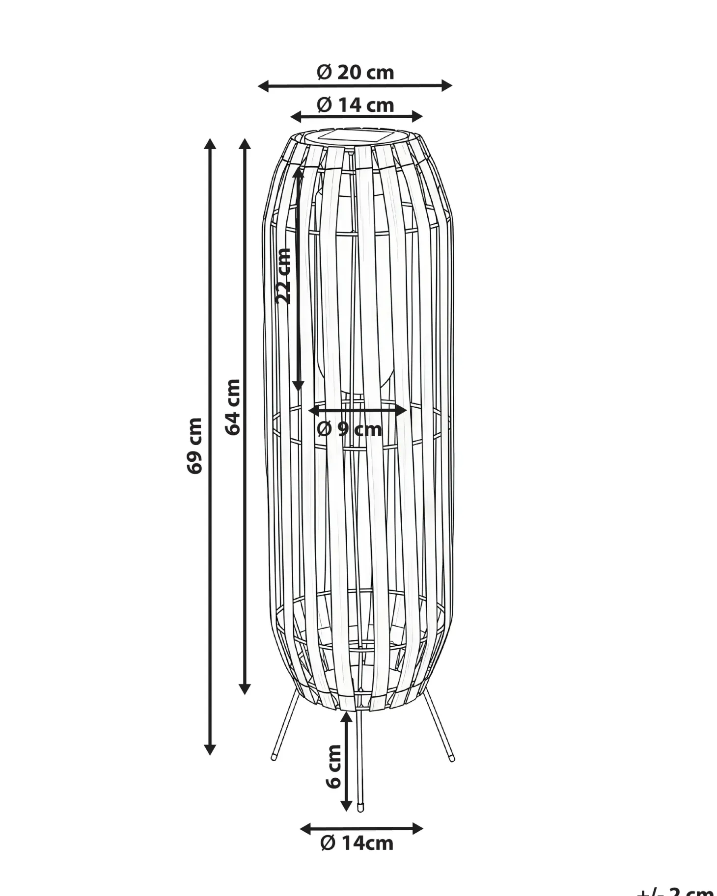 Lampion solarny MUZIZI 69 cm Ciemnobrązowy