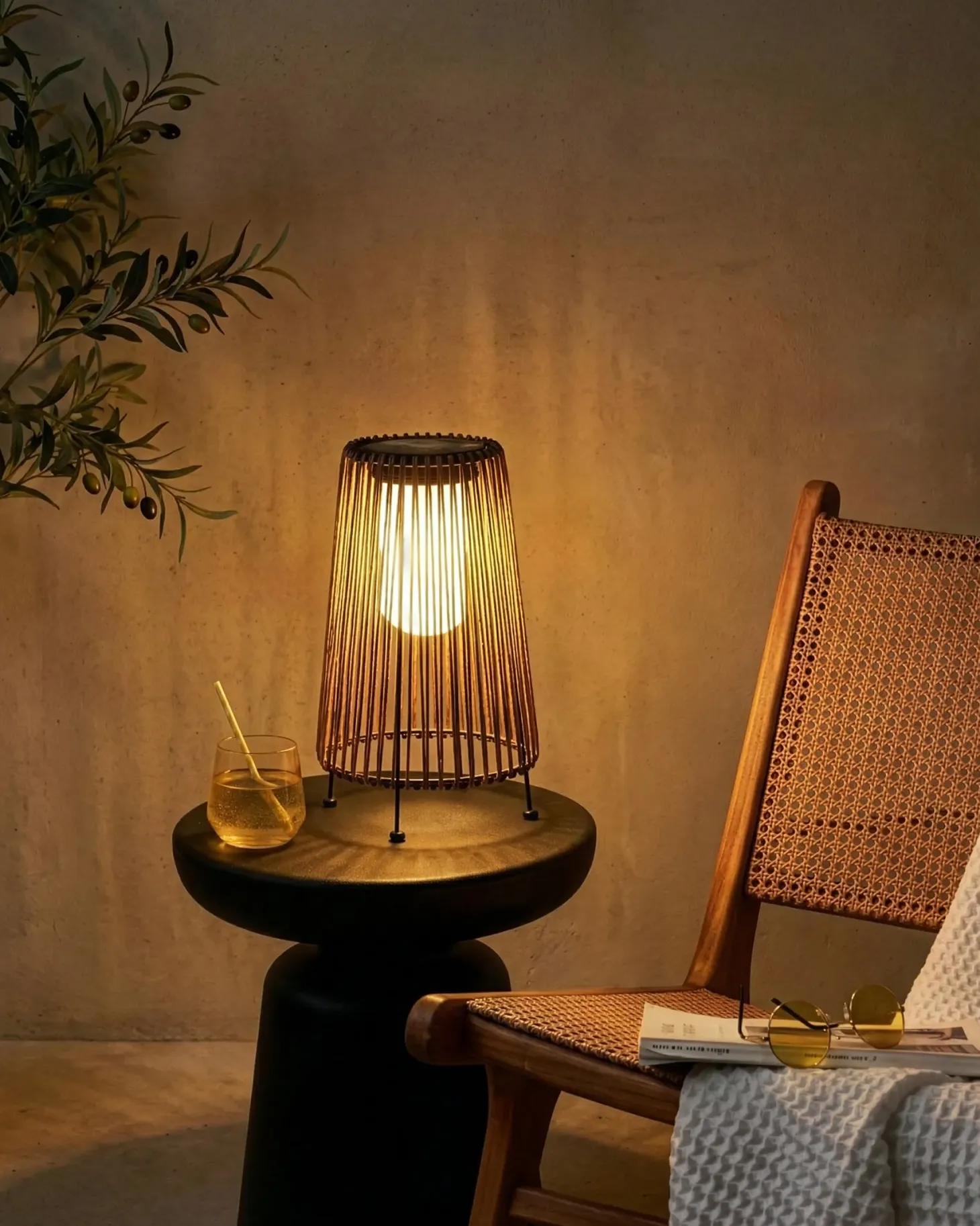 Lampion solarny SEMLIKI 35 cm Naturalny
