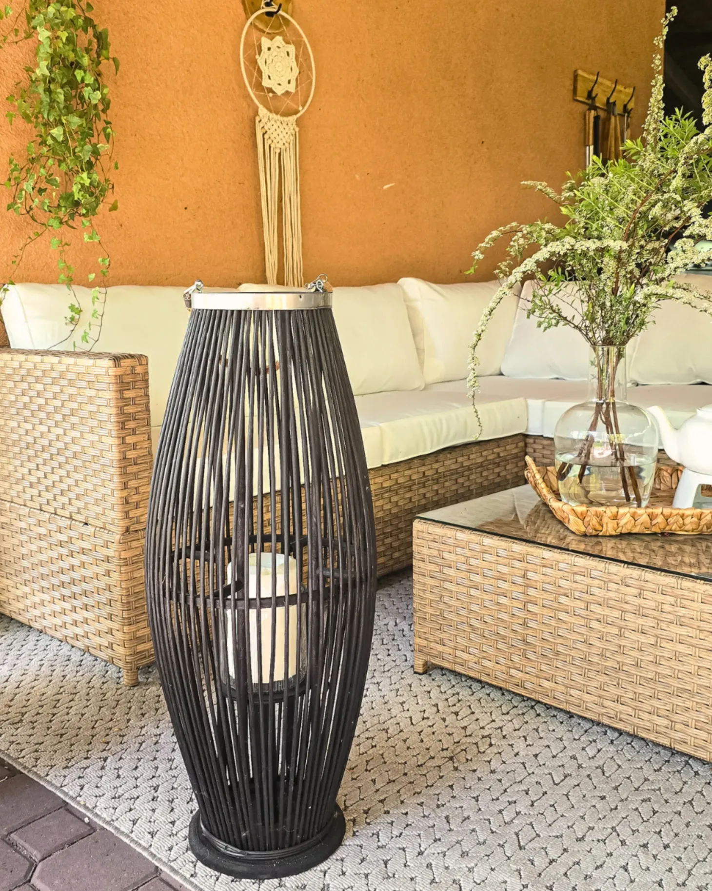 Lampion TAHITI Bambus 72 cm Czarny