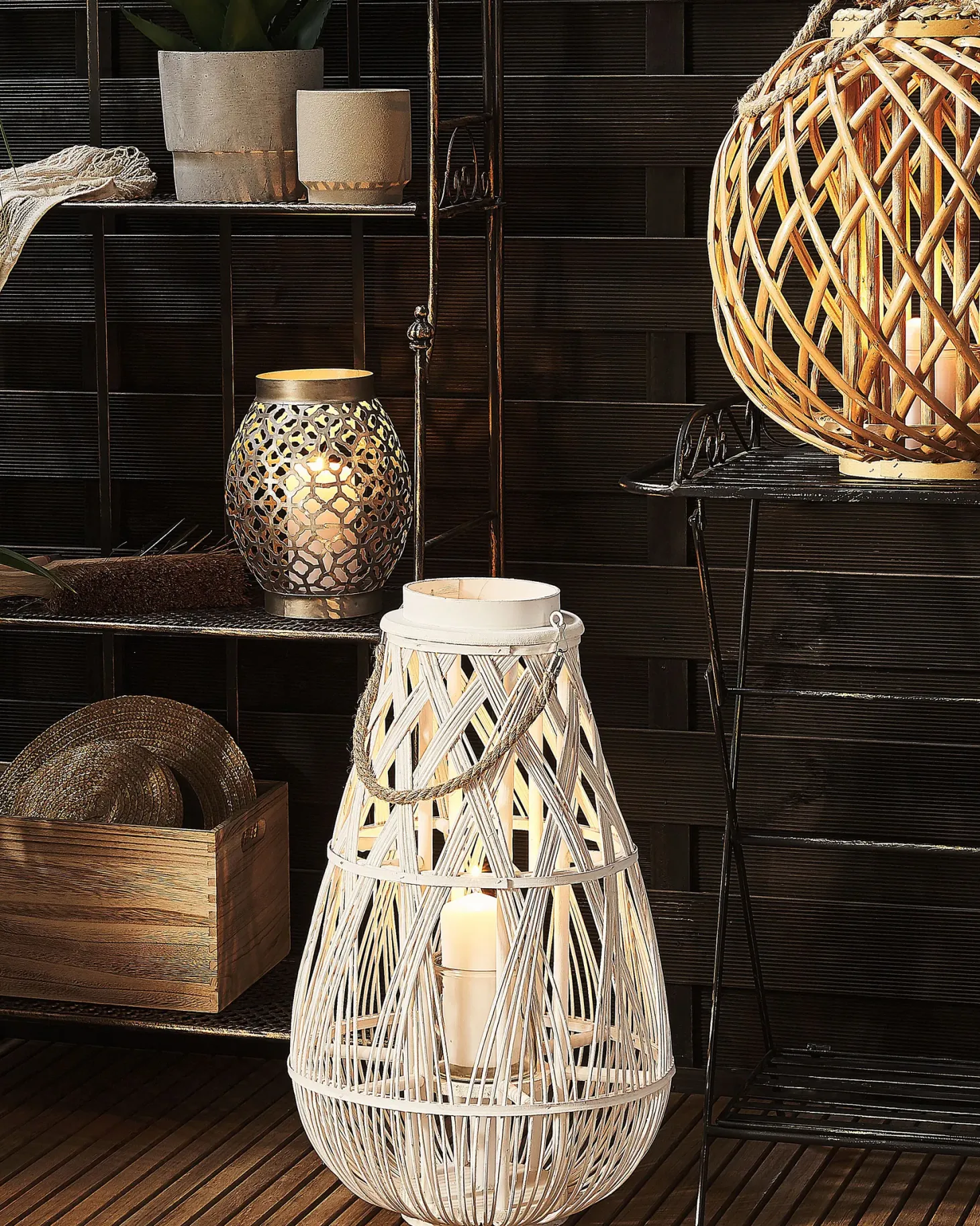 Lampion TONGA Bambus 56 cm Biały