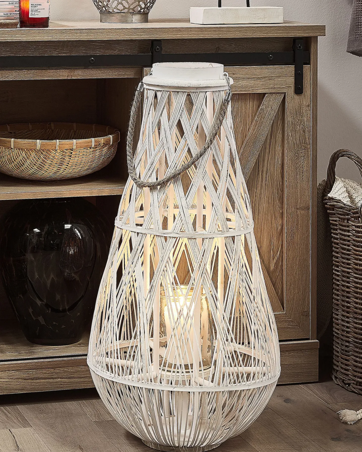 Lampion TONGA Bambus 77 cm Biały