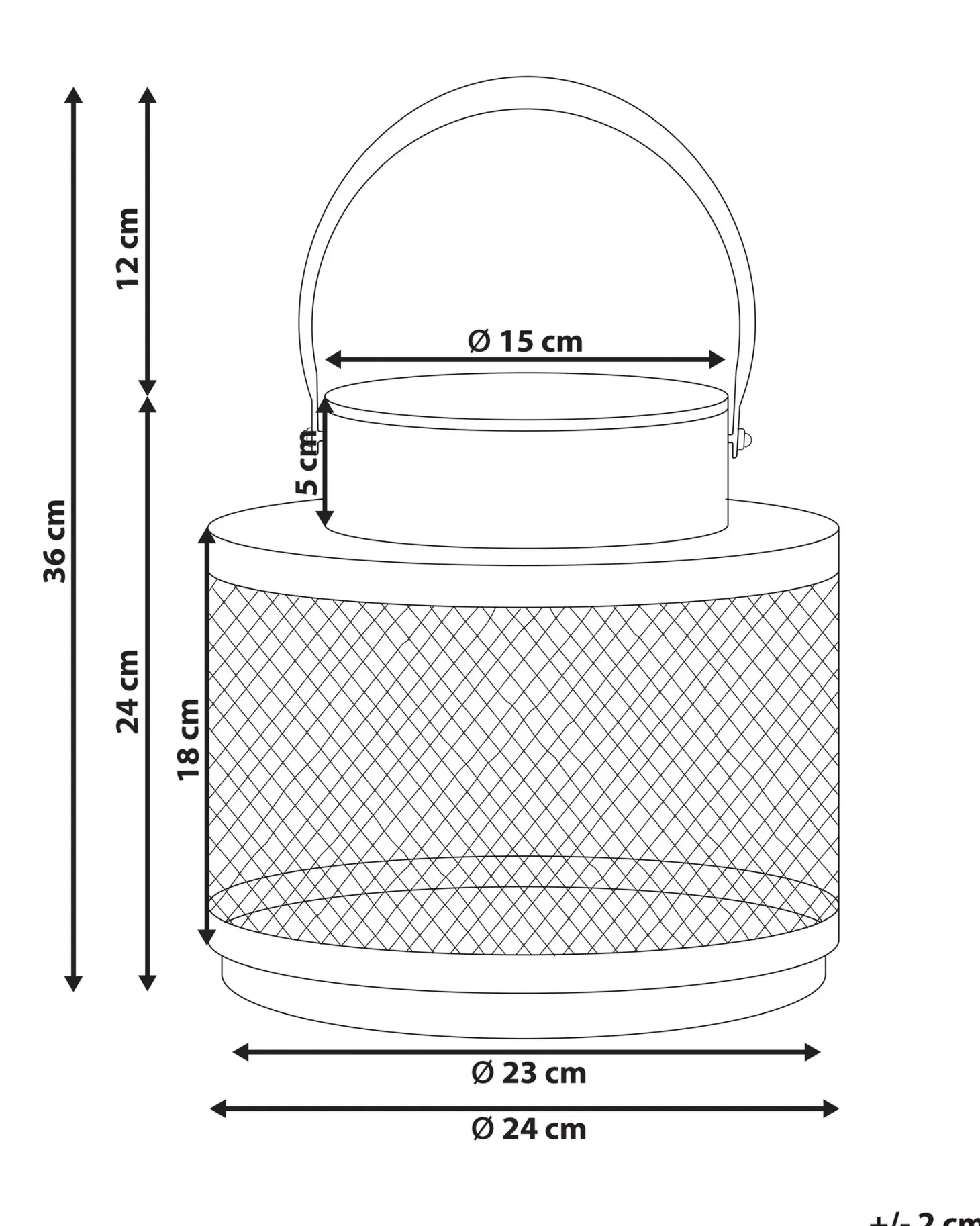 Lampion YAMDENA Metal 24 cm Czarny