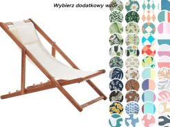 Leżak ogrodowy składany AVELLINO z zestawem wymiennych tkanin Drewno akacjowe Ciemnobrązowy