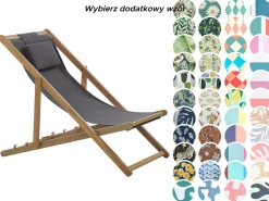 Leżak ogrodowy składany AVELLINO z zestawem wymiennych tkanin Drewno akacjowe Ciemnobrązowy