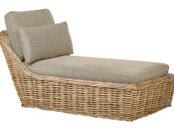 Leżak ogrodowy z poduszką BELSITO Rattan Naturalny