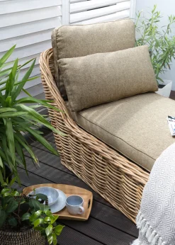 Leżak ogrodowy z poduszką BELSITO Rattan Naturalny