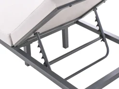 Leżak ogrodowy z poduszką LARIANO Rozkładany Metal Jasnobeżowy