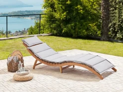 Leżak ogrodowy z poduszką LUINO Drewno akacjowe Szary
