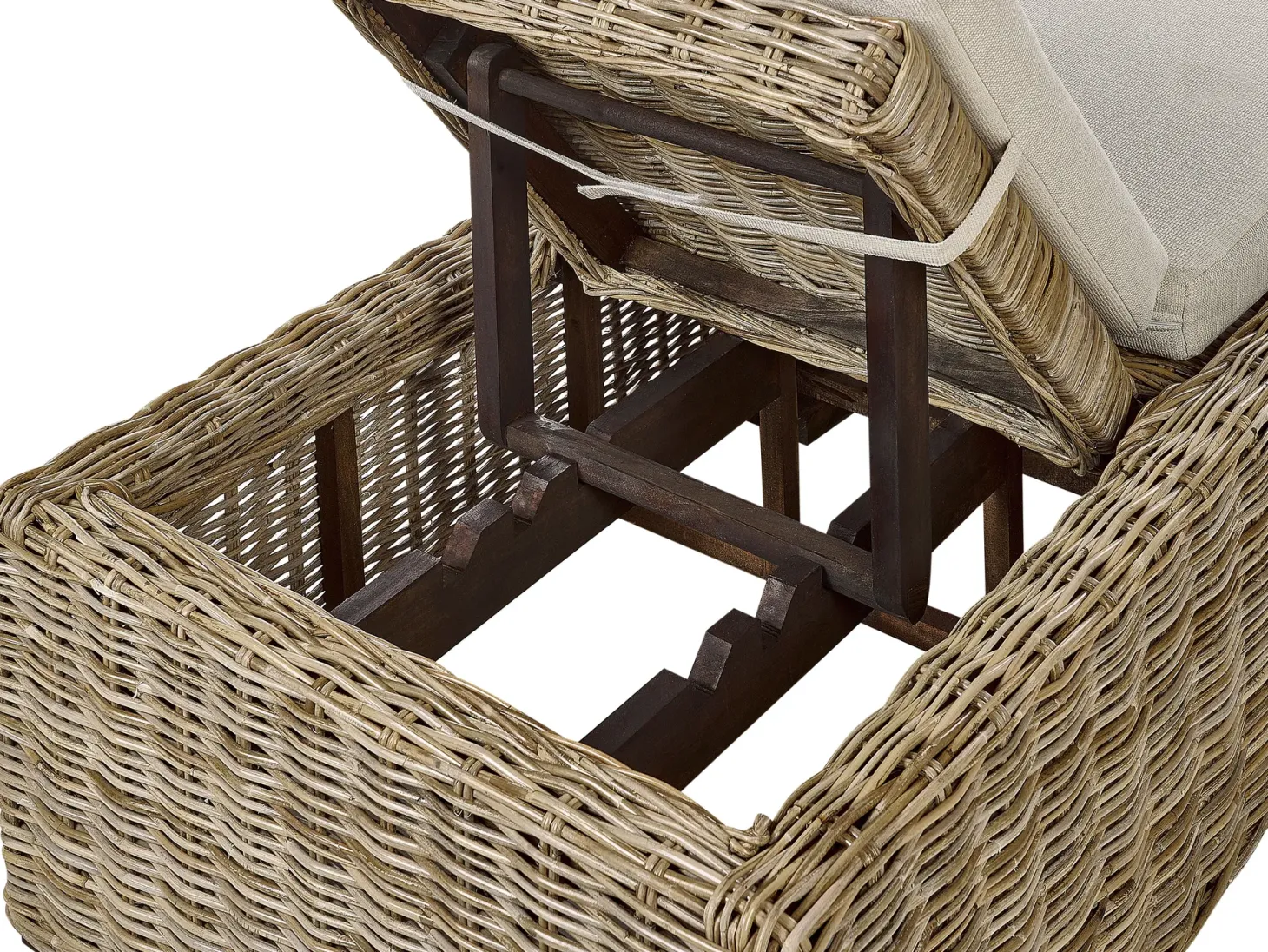 Leżak ogrodowy z poduszką PALESE Rozkładany Rattan Naturalny