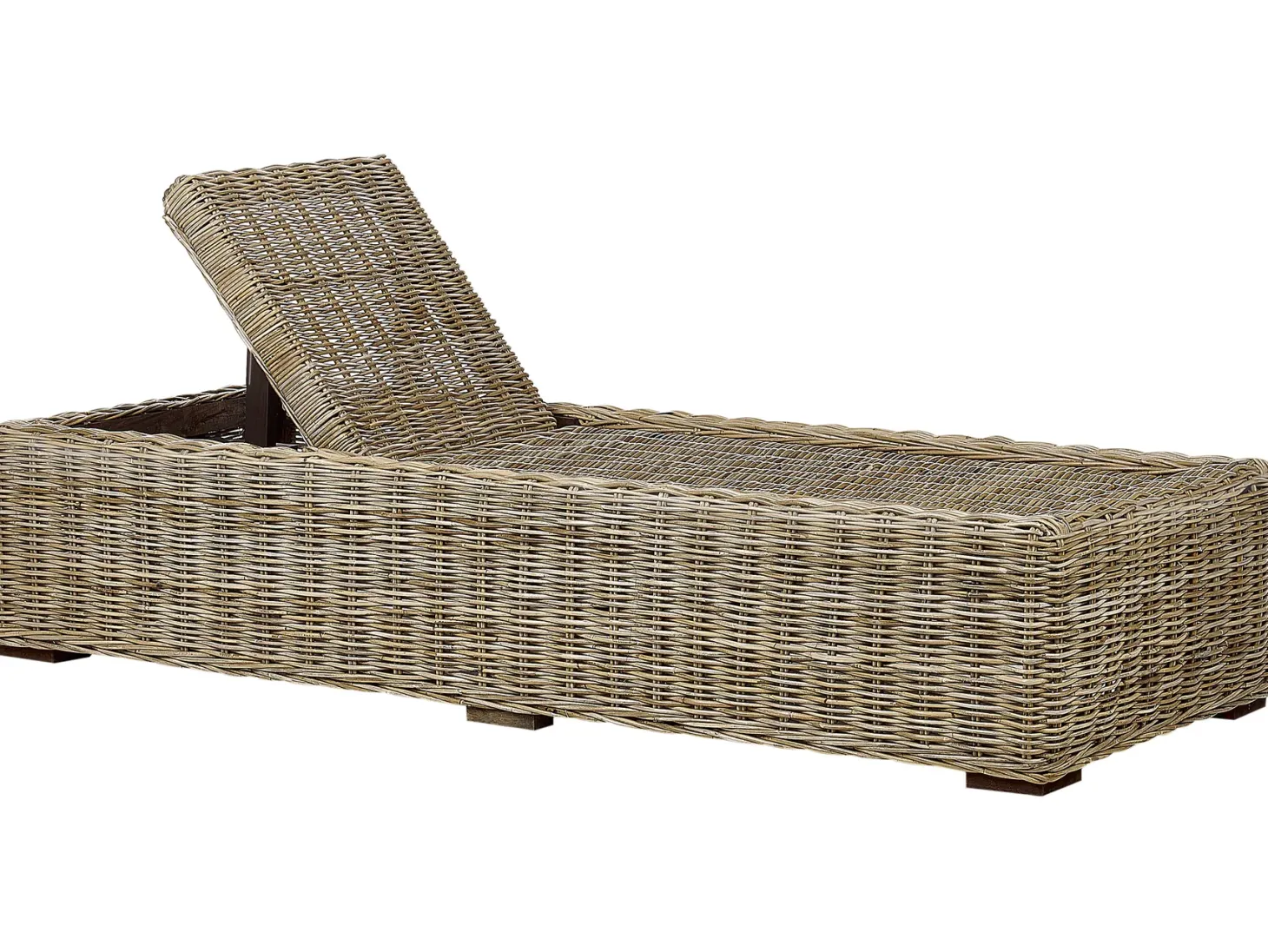 Leżak ogrodowy z poduszką PALESE Rozkładany Rattan Naturalny