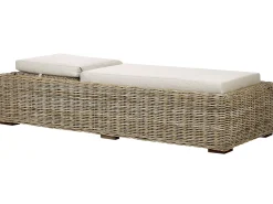 Leżak ogrodowy z poduszką PALESE Rozkładany Rattan Naturalny