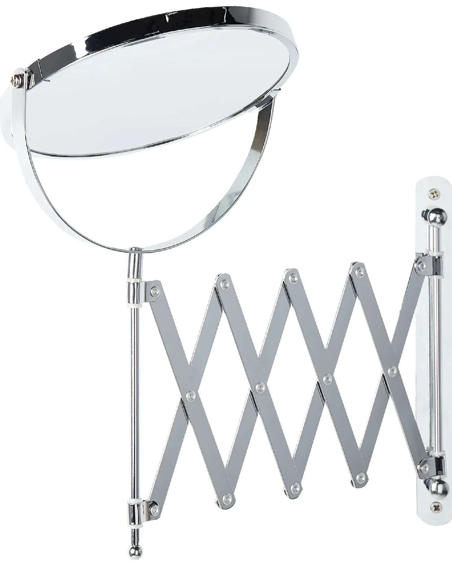 Lusterko kosmetyczne ścienne na wysięgniku YVELINES 57 cm 36 cm Metal Srebrny