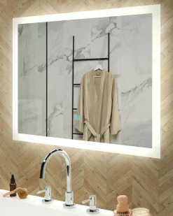Lustro łazienkowe LED ADOUR 80 cm 60 cm Srebrny
