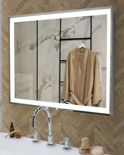 Lustro łazienkowe LED ARGENS 80 cm 60 cm Srebrny
