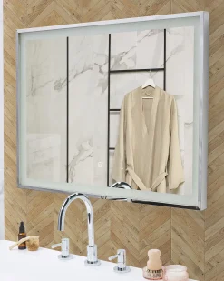 Lustro łazienkowe LED ARGENS 80 cm 60 cm Srebrny
